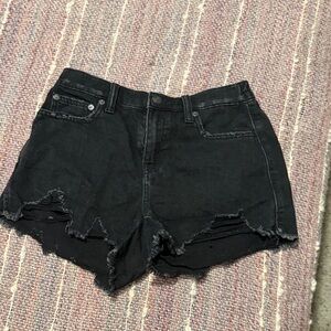 Black Distressed Denim Shorts